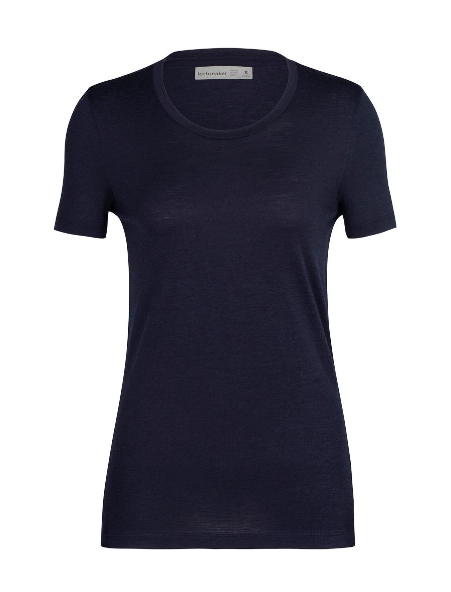 Women's Icebreaker Merino Tech Lite II Short Sleeve T Shirts Midnight Navy | CA 1370BEXC